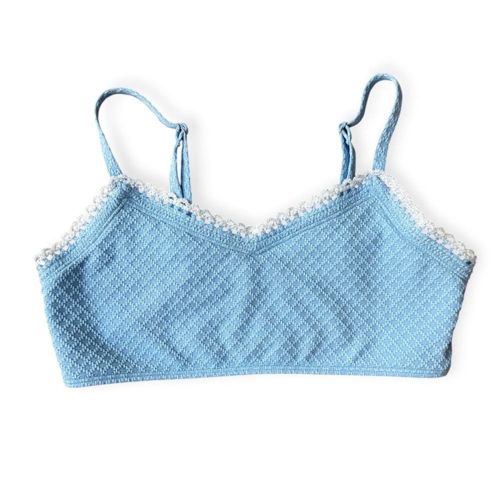 Abercrombie Kids Girls Light Blue Textured Lace Trim Bikini Set Size 15/16 - Picture 3 of 8